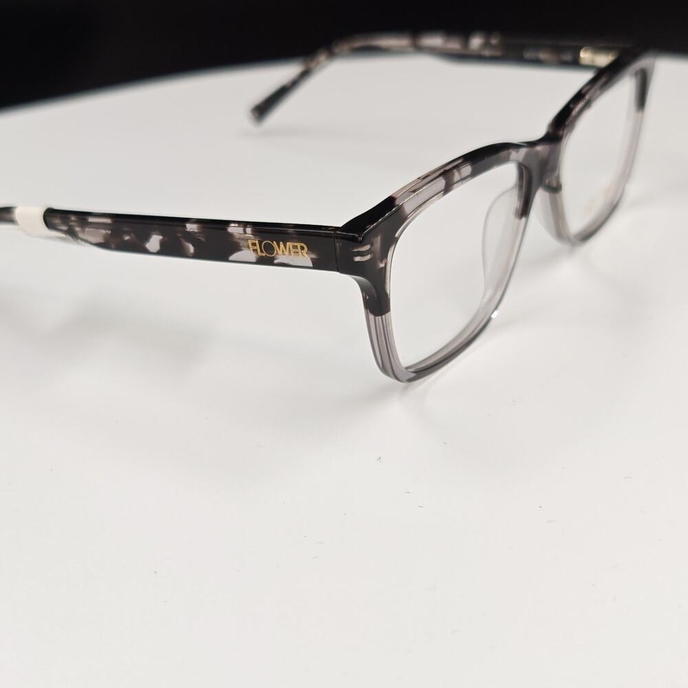 FLOWER FLR6010 019 Black Full Rim Plastic Eyeglass Frames 52-15-140